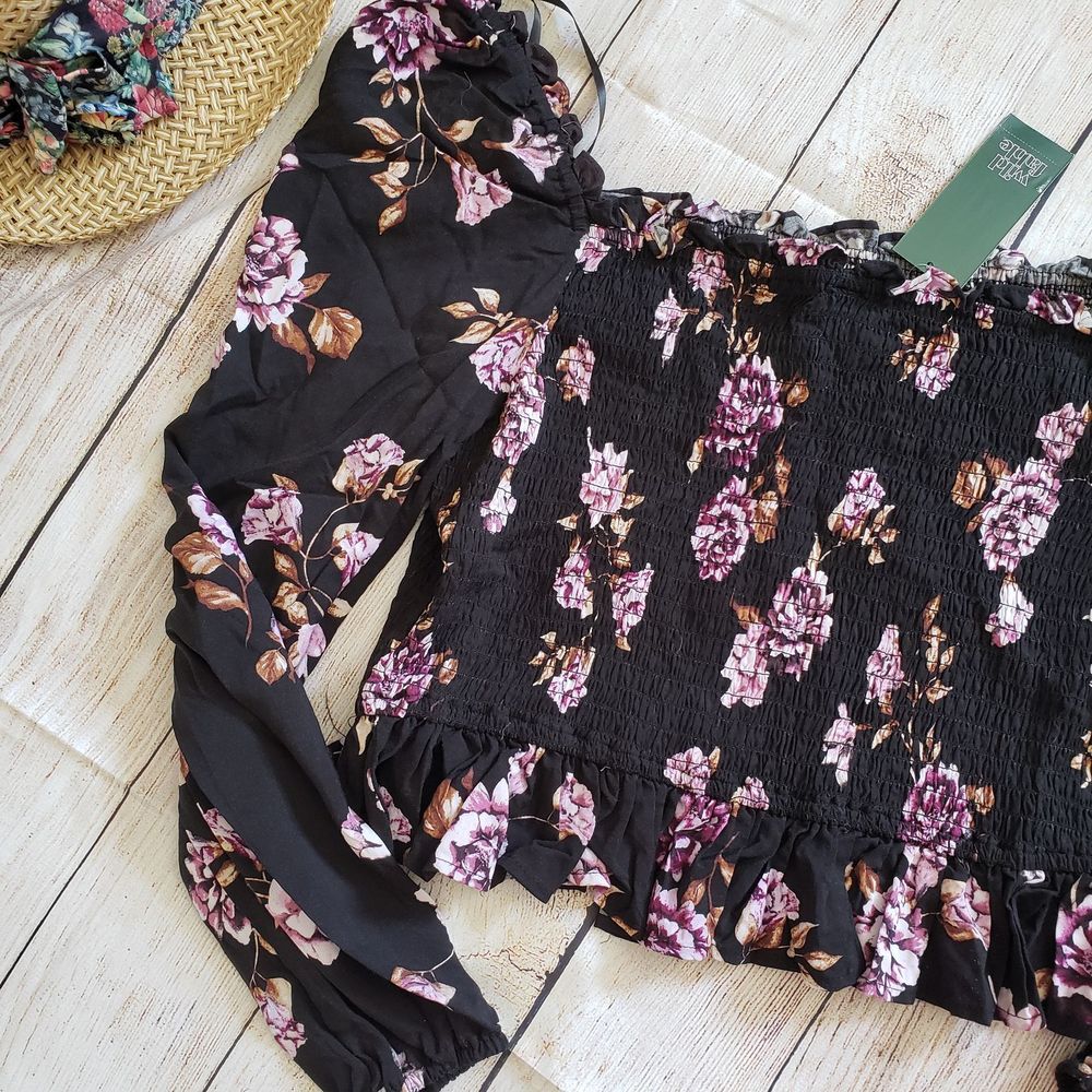 WILD FABLE floral bustier off shoulder blouse - Picture 2 of 9